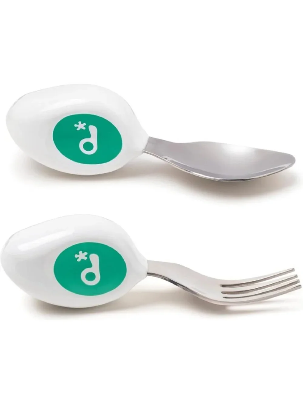 Ergonomic Toddler Fork & Spoon Set - Self Feeding Silverware, BPA Free
